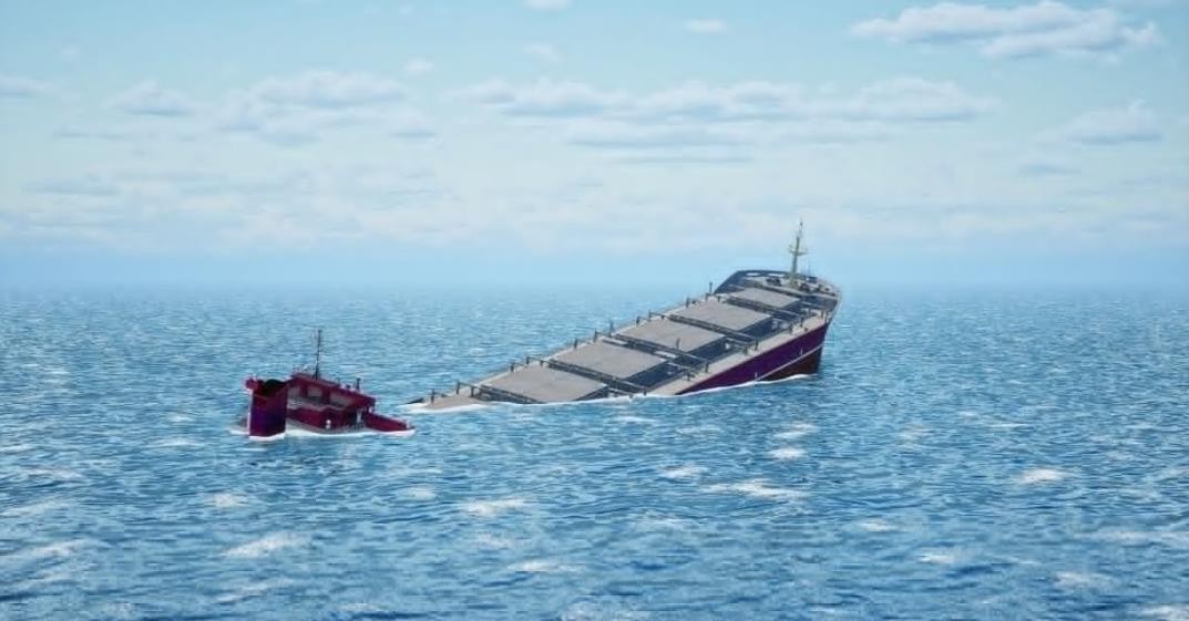 一货船大西洋上倾斜沉没 18名船员获救